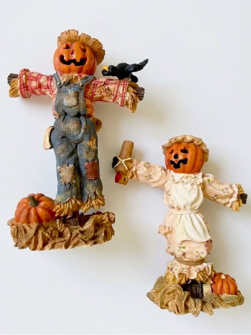 Department 56 Mr. & Mrs. Scarecrow – 3" Figurine Set – Excellent